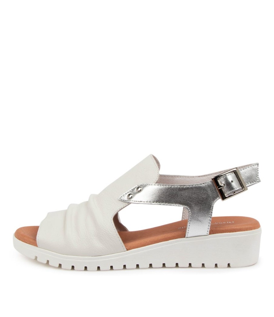 DJANGO & JULIETTE Madis Dj White Silver Leather | Wedges