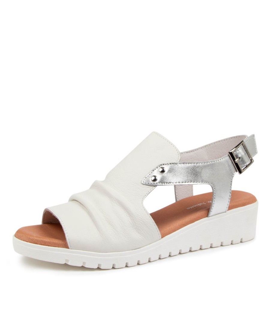 DJANGO & JULIETTE Madis Dj White Silver Leather | Wedges