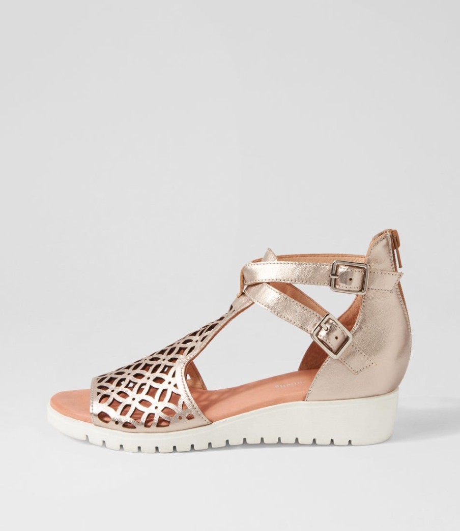 DJANGO & JULIETTE Minos Platino White Leather Sandals | Wedges