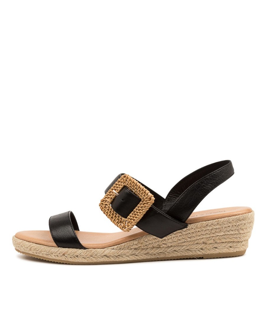 DJANGO & JULIETTE Samiya Lrg Black Leather | Espadrilles