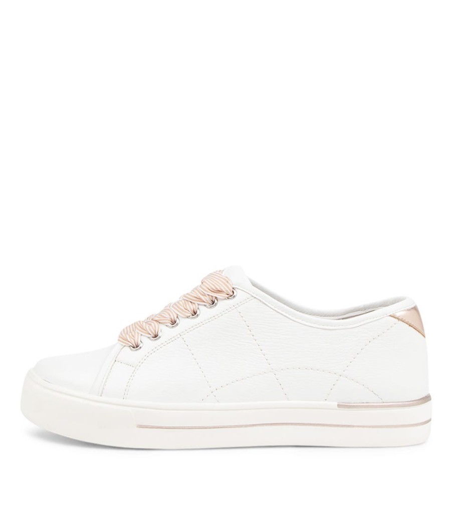 ZIERA Ashleen W White Rose Gold Leather Sneakers | Sneakers