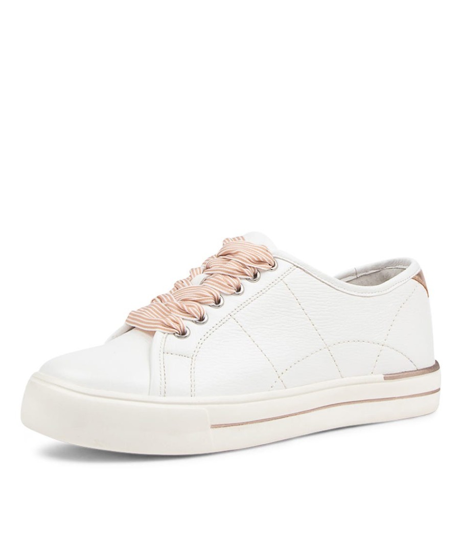 ZIERA Ashleen W White Rose Gold Leather Sneakers | Sneakers