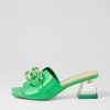 DJANGO & JULIETTE Rulie Lime Patent Leather Mules | Heels