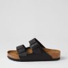 BIRKENSTOCK Arizona Black Leather Slides | Comfort