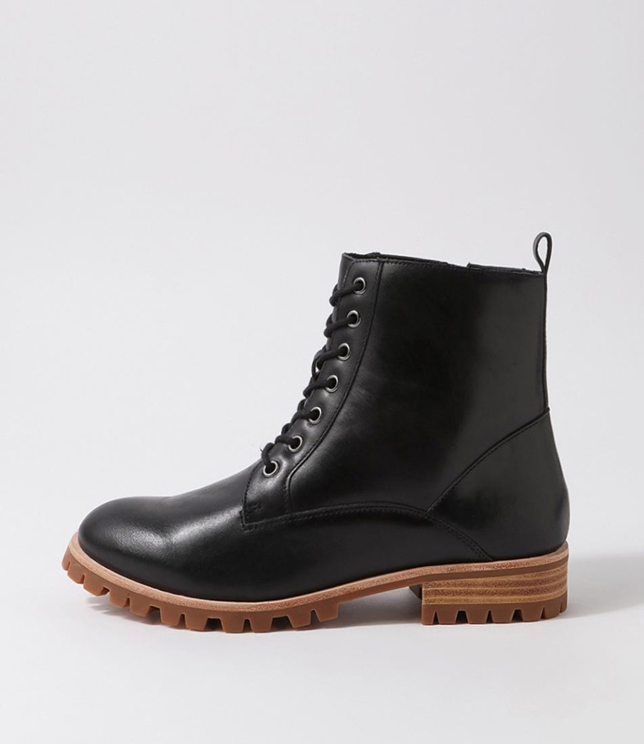 ZIERA Minoru W Black Leather Lace Up Boots | Boots