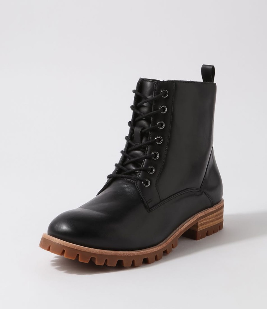 ZIERA Minoru W Black Leather Lace Up Boots | Boots