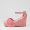 DJANGO & JULIETTE Cotton Pink Synthetic Raffia Sandals | Heels