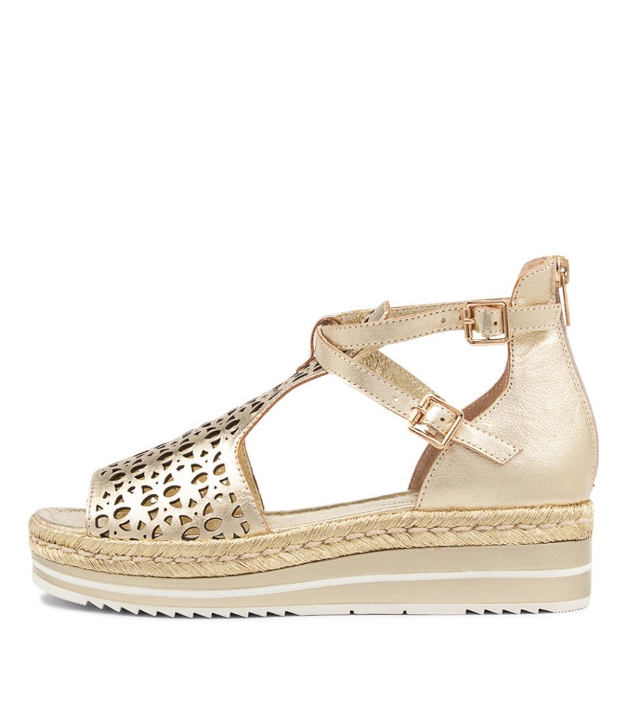 DJANGO & JULIETTE Accra Pale Gold Rope Leather Espadrilles | Espadrilles