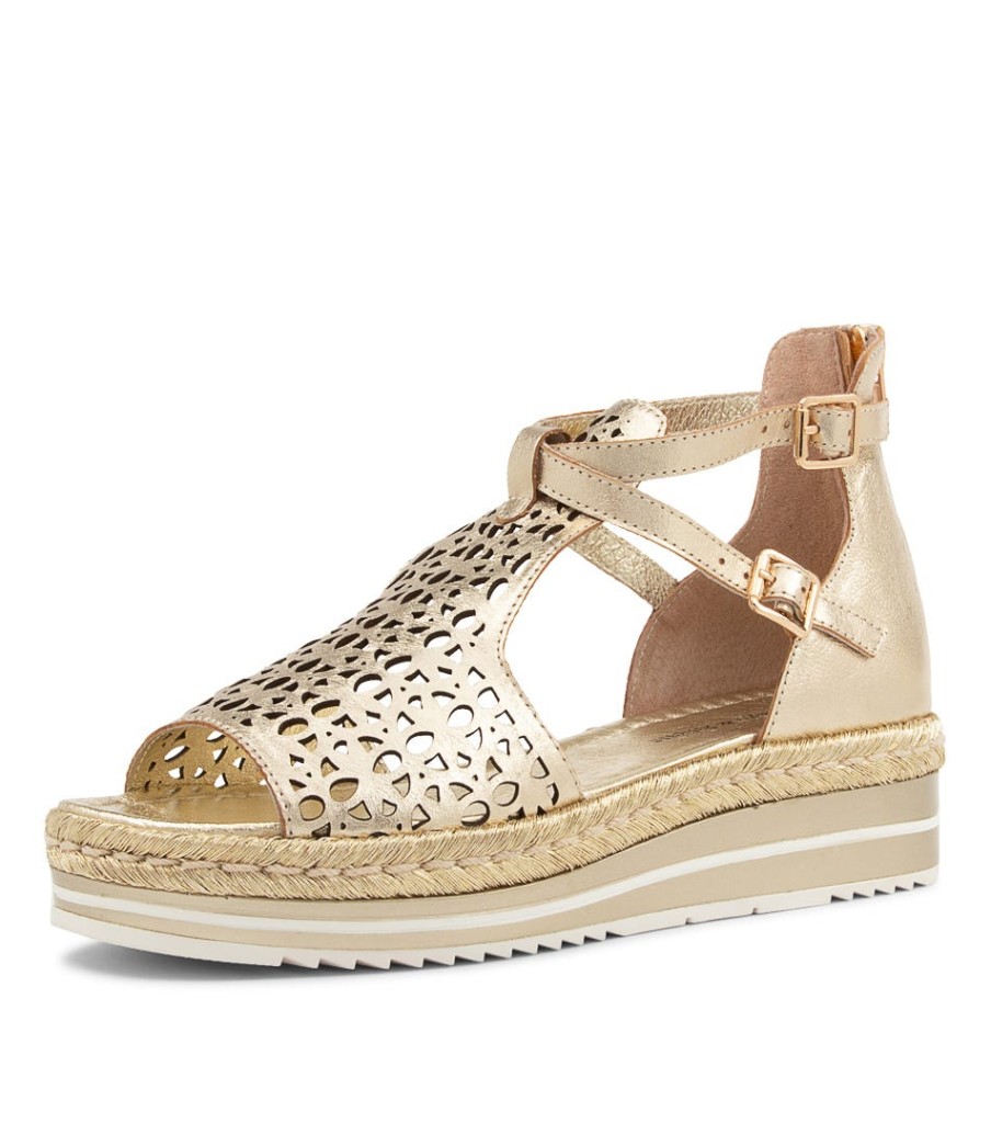 DJANGO & JULIETTE Accra Pale Gold Rope Leather Espadrilles | Espadrilles