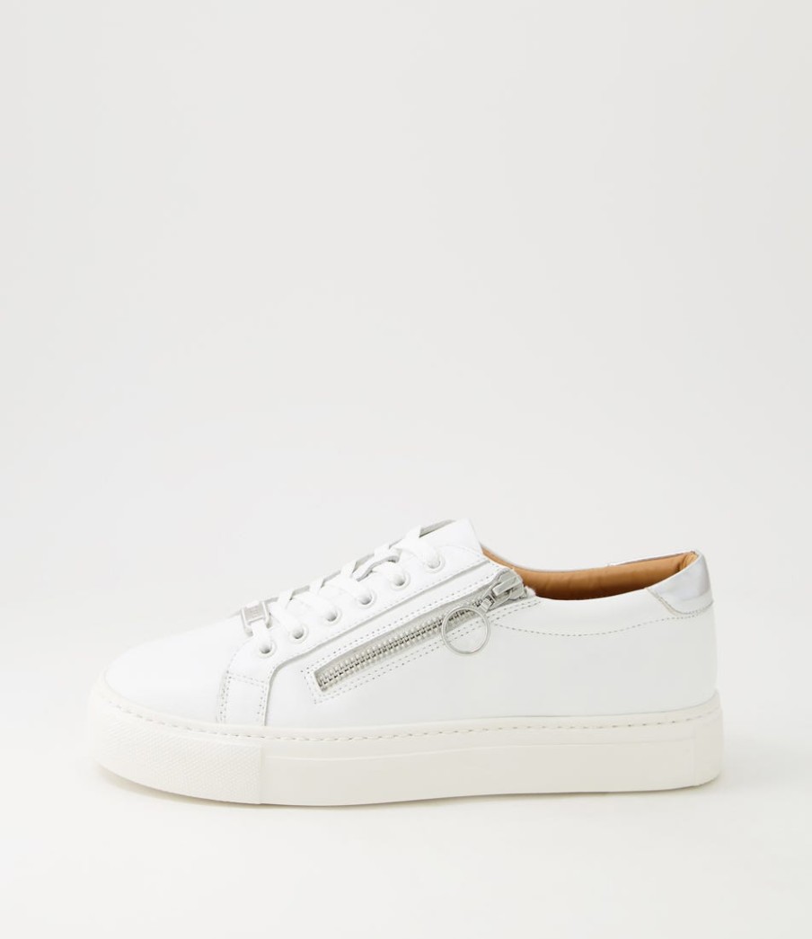 ZIERA Pamela Xf White Silver Leather Sneakers | Comfort