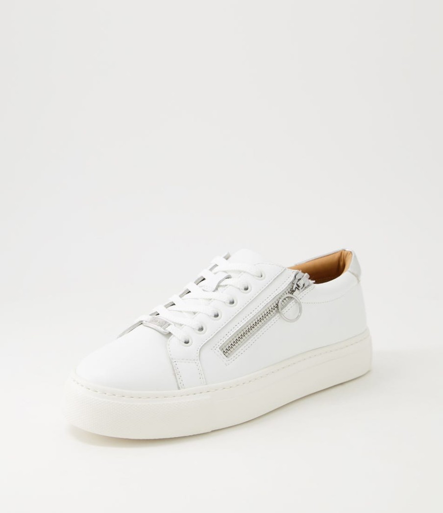 ZIERA Pamela Xf White Silver Leather Sneakers | Comfort