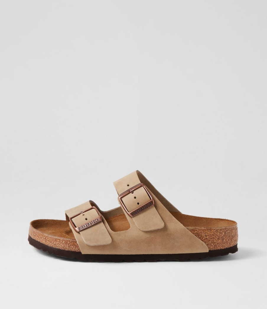 BIRKENSTOCK Arizona Tobacco Oiled Leather Slides | Comfort