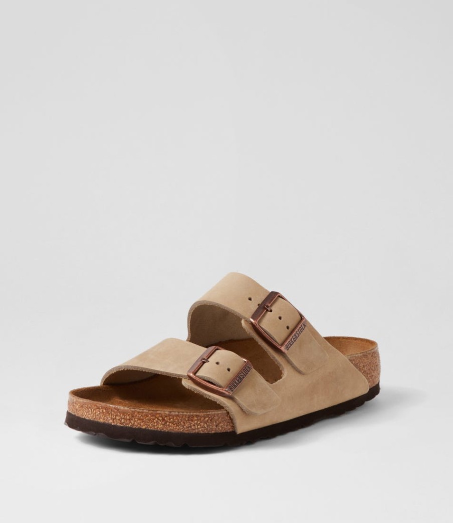 BIRKENSTOCK Arizona Tobacco Oiled Leather Slides | Comfort