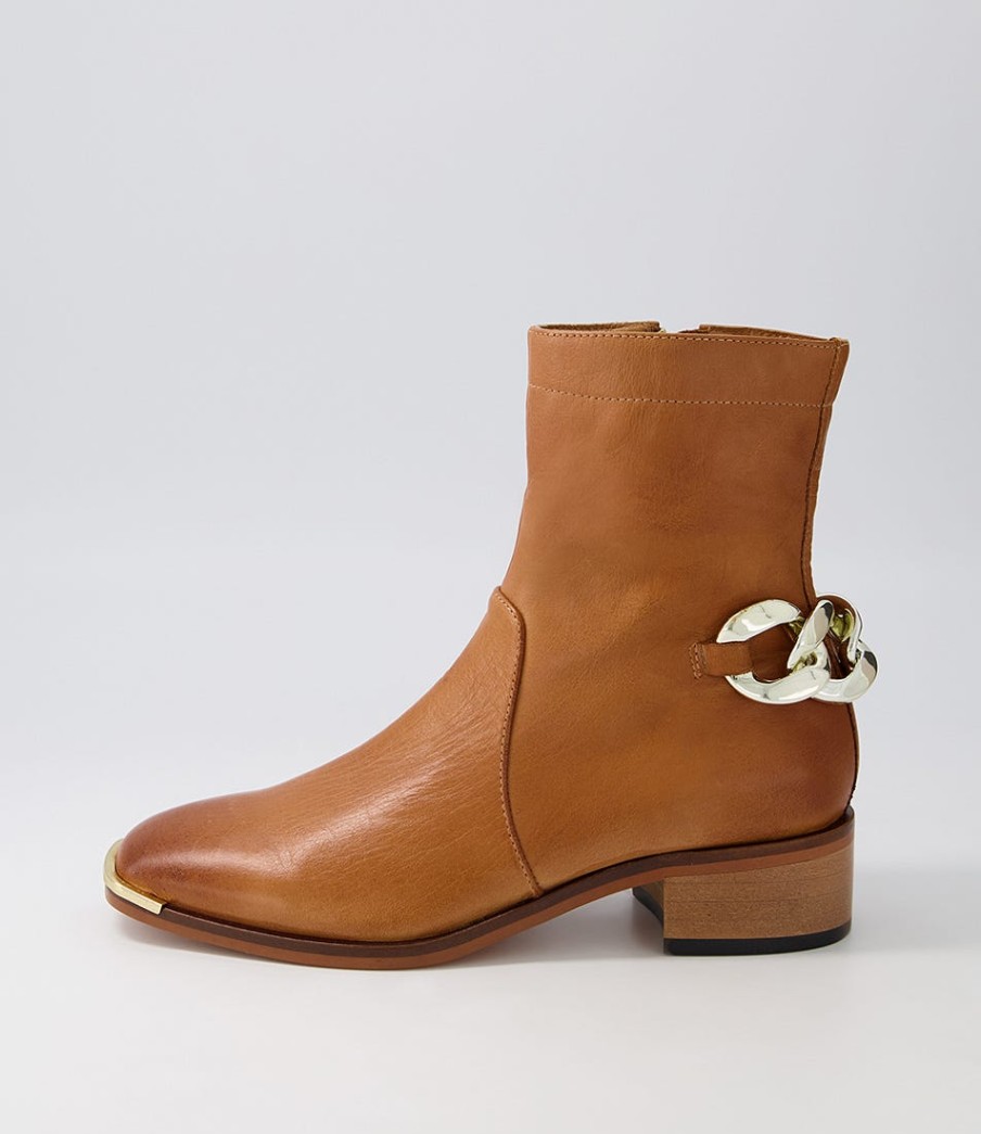 DJANGO & JULIETTE Firat New Tan Leather Ankle Boots | Boots