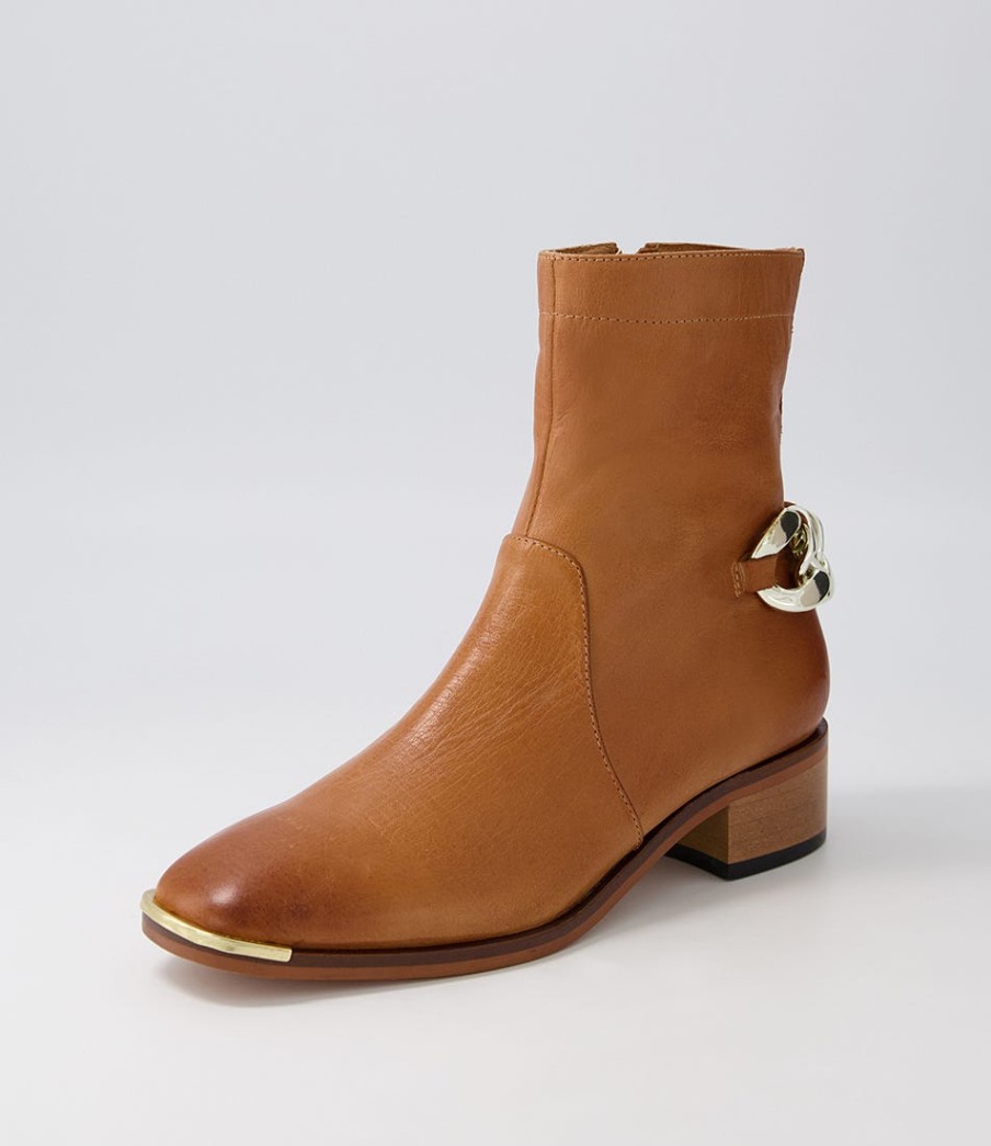 DJANGO & JULIETTE Firat New Tan Leather Ankle Boots | Boots