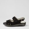 WALDLAUFER Garda 4 Schwarz Suede Sandals | Flats