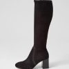 MOLLINI Sari Black Stretch Microsuede Knee High Boots | Boots