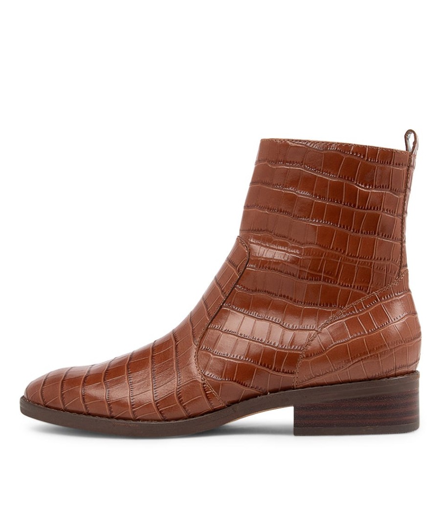 DIANA FERRARI Barnie Cognac Croc Leather Ankle Boots | Boots