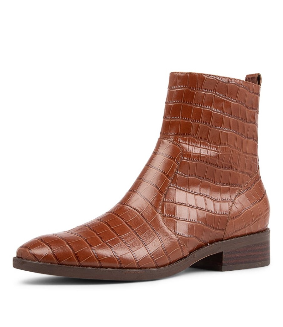 DIANA FERRARI Barnie Cognac Croc Leather Ankle Boots | Boots