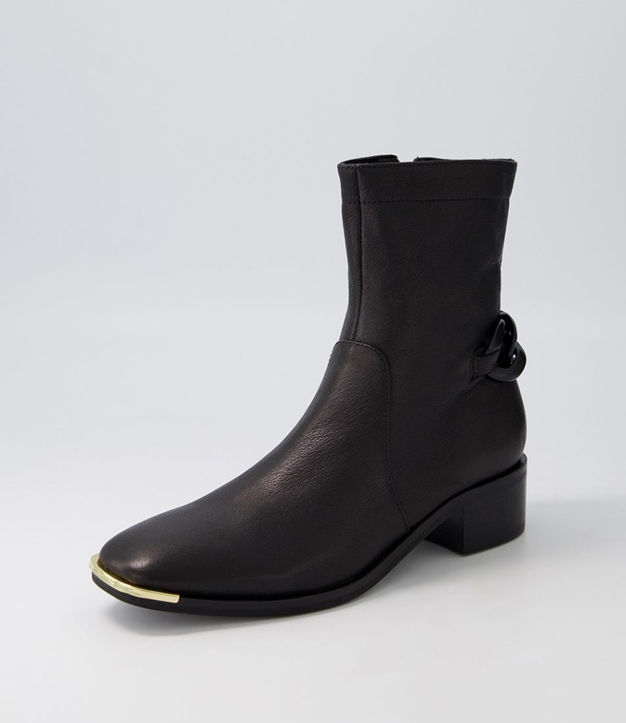 DJANGO & JULIETTE Firat Black Leather Ankle Boots | Boots