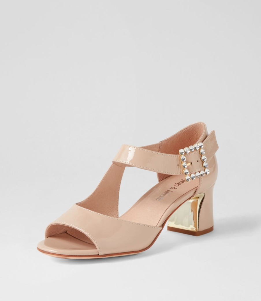 DJANGO & JULIETTE Juzy Cafe Patent Leather Sandals | Heels