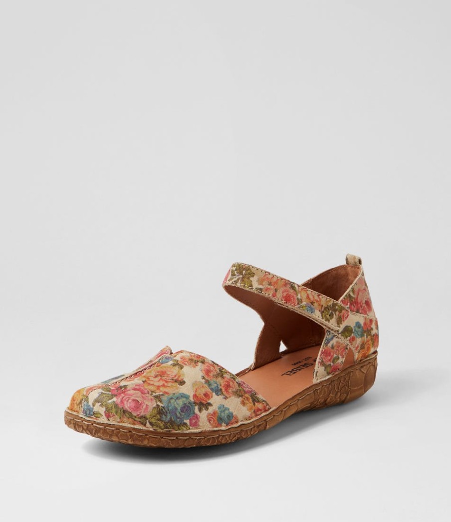 JOSEF SEIBEL Rosalie 42 Beige Multi Leather Flat Shoes | Comfort