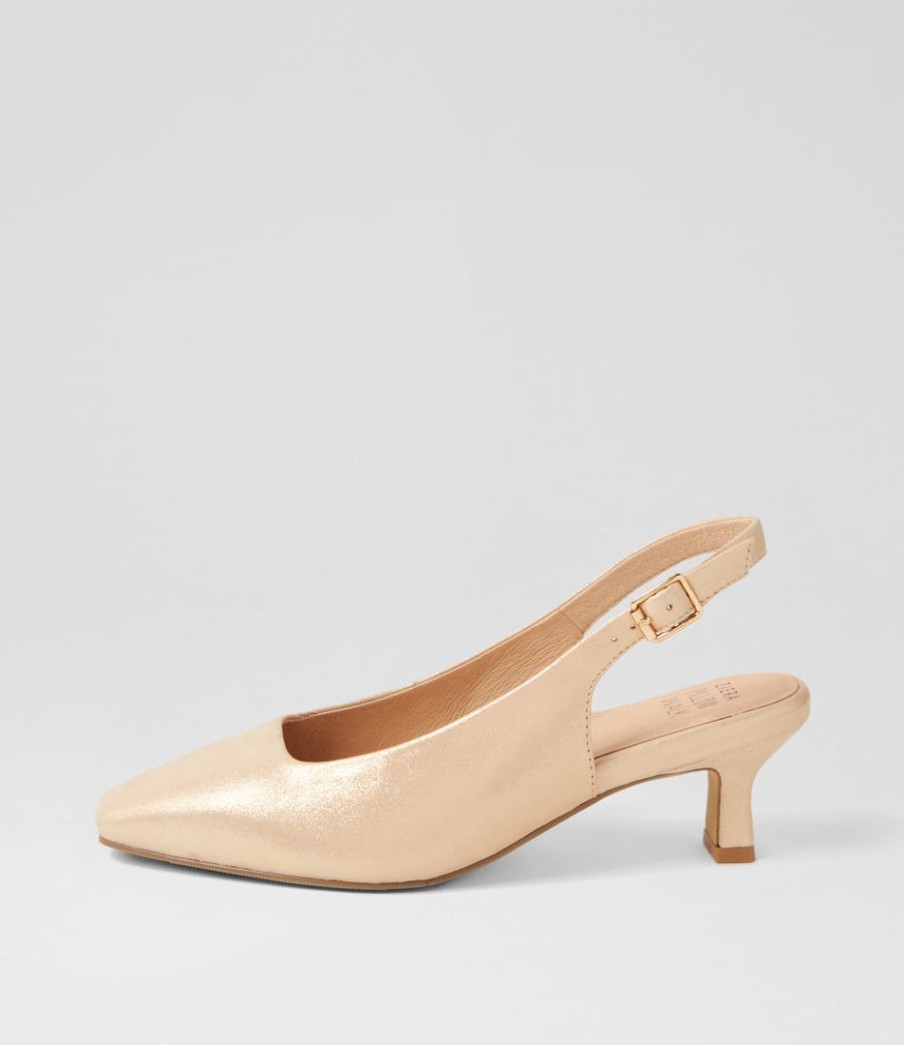 ZIERA Oviedos Xw Gold Shimmer Leather Heels | Heels