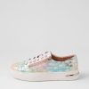 DJANGO & JULIETTE Wovi Pink Croc Print White Leather Sneakers | Sneakers