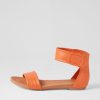 DJANGO & JULIETTE Juzz Bright Orange Leather Sandals | Flats