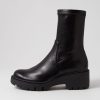 DJANGO & JULIETTE Urina Black Stretch Ankle Boots | Boots