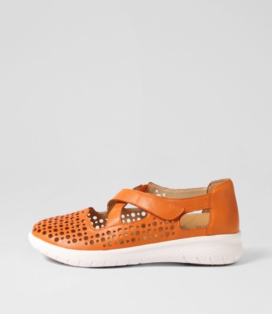 ZIERA Sachet Xf Orange Leather Flat Shoes | Wedges