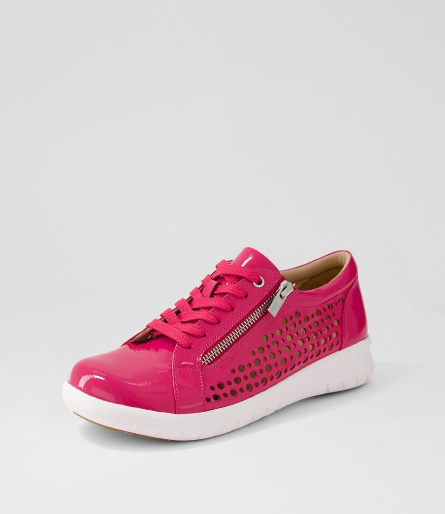 ZIERA Shovo Xf Fuchsia Wrinkle Patent Sneakers | Wedges