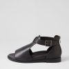 ZIERA Jeskie W Black Leather Sandals | Flats