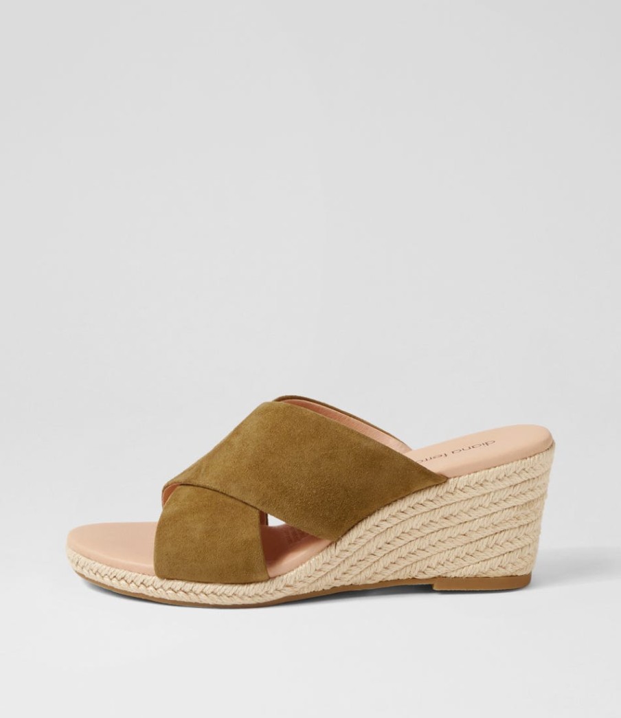 DIANA FERRARI Jinna Khaki Suede Sandals | Espadrilles