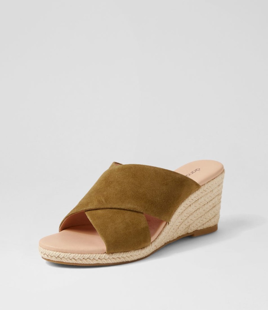 DIANA FERRARI Jinna Khaki Suede Sandals | Espadrilles