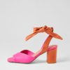 DJANGO & JULIETTE Pavoom Hot Pink Bright Orange Leather Sandals | Heels