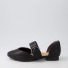 ZIERA Loraa W Black Buckle Leather Ballet Flats | Flats