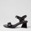 DJANGO & JULIETTE Incha Black Patent Leather Sandals | Heels