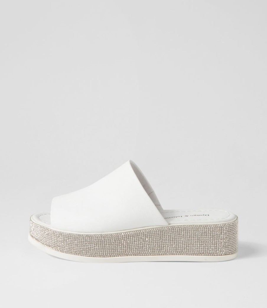 DJANGO & JULIETTE Waidest White Leather Slides | Sandals