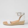 DJANGO & JULIETTE Sprout Lrg White Leather Buckle Espadrilles | Espadrilles