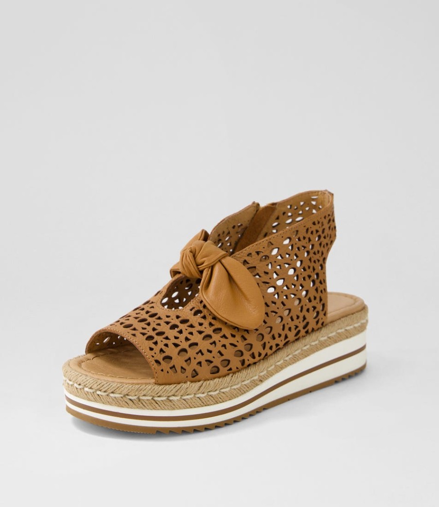 DJANGO & JULIETTE Altona Dark Tan Leather Espadrilles | Espadrilles