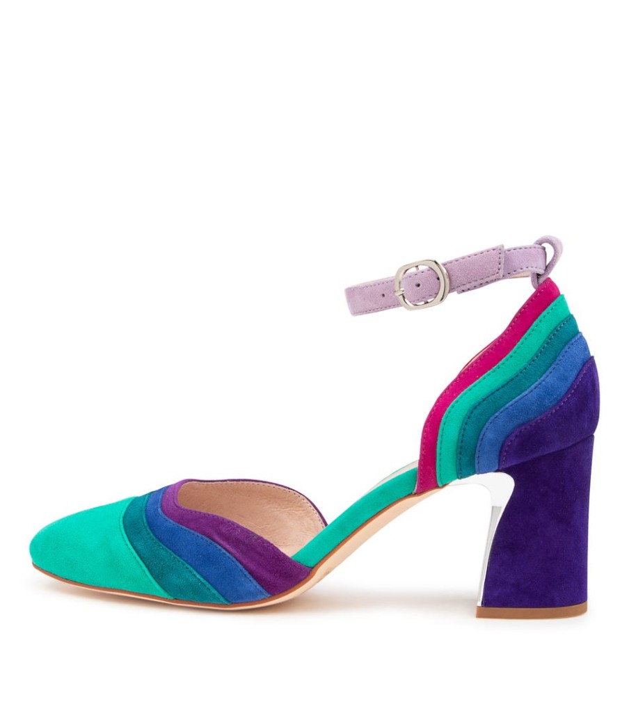 DJANGO & JULIETTE Kimo Purple Multi Leather Heeled Shoes | Heels