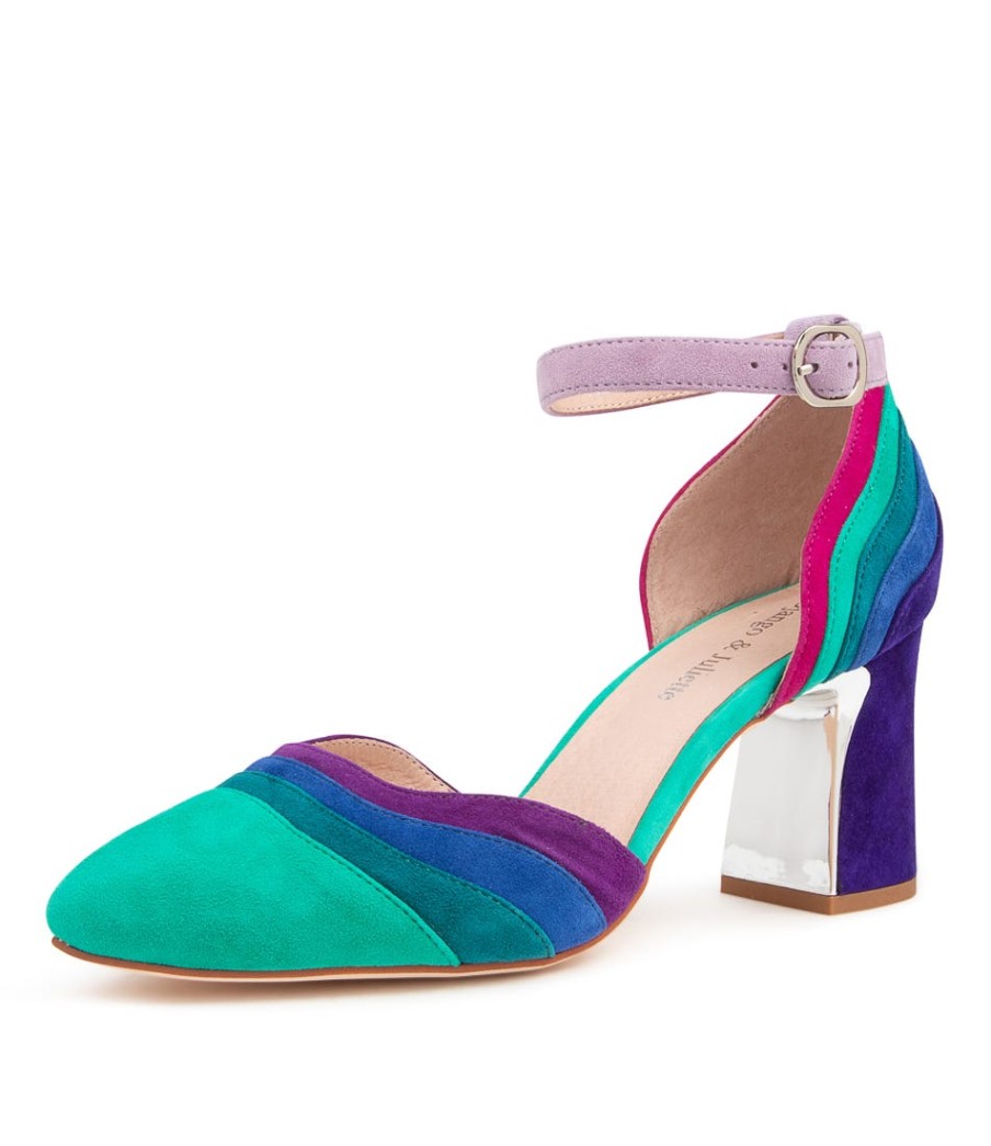 DJANGO & JULIETTE Kimo Purple Multi Leather Heeled Shoes | Heels