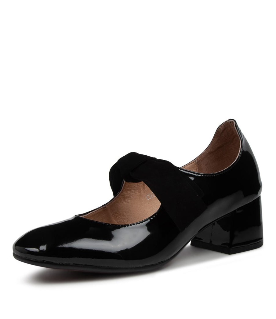 DJANGO & JULIETTE Chiara Black Patent Leather Heeled Shoes | Heels