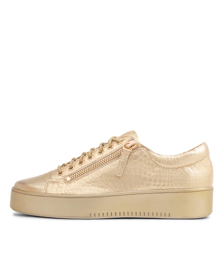 DJANGO & JULIETTE Laila Gold Croco Leather Sneakers Gs | Sneakers