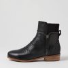 DJANGO & JULIETTE Sawyery Black Leather Elastic Ankle Boots | Boots