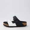 BIRKENSTOCK Arizona Split Black White Birkoflor Slides | Comfort