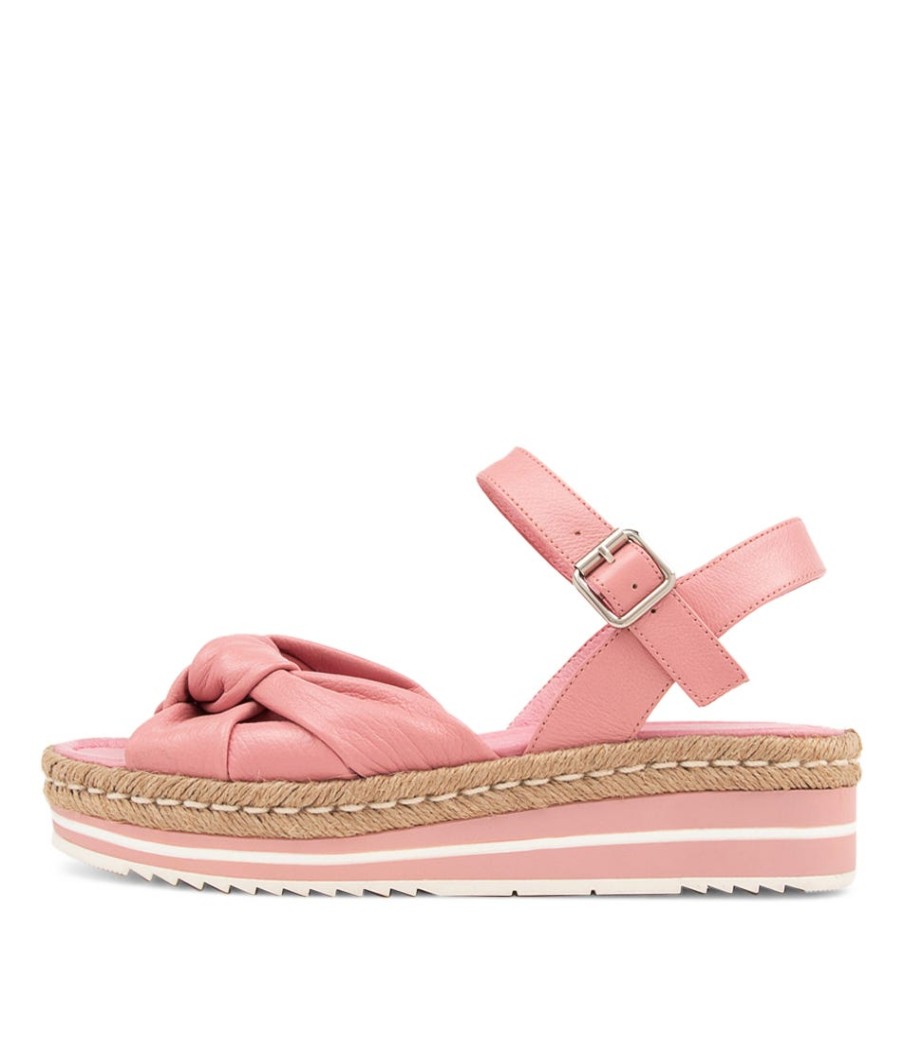 DJANGO & JULIETTE Adah Pretty Pink Leather Espadrilles | Espadrilles