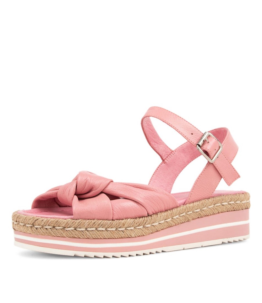 DJANGO & JULIETTE Adah Pretty Pink Leather Espadrilles | Espadrilles