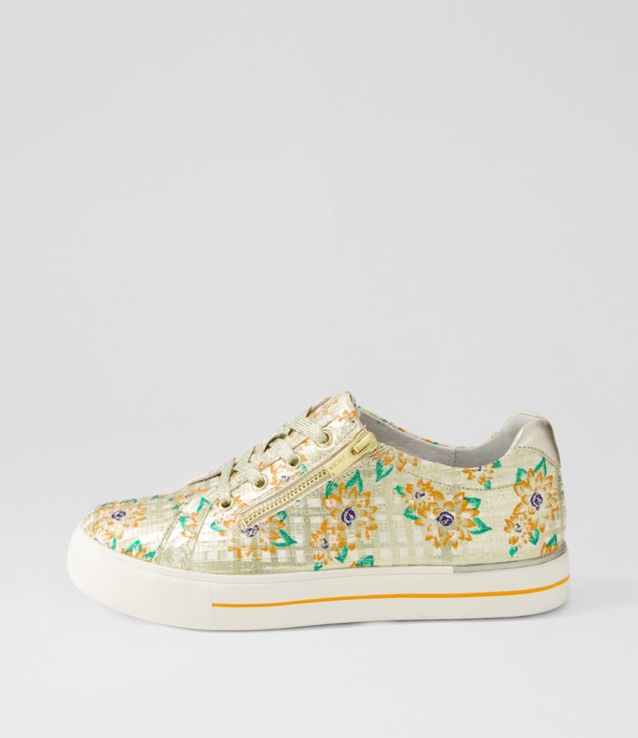 ZIERA Audry W Orange Cut Pale Gold Leather Sneakers | Sneakers